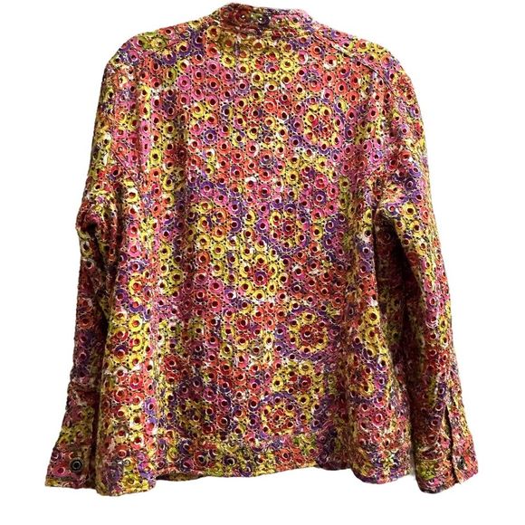 Chico's Multicolor Eyelet Cotton Blazer 3 Women's Size 16 XL Jacket - Picture 7 of 7